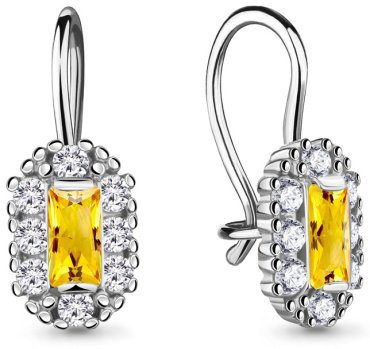 Серьги AQUAMARINE 40967Е вес 1.67 г серебро, фианит, стекло купить,15236