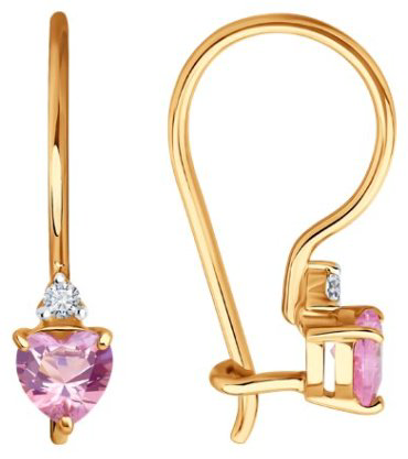 Серьги Diamant 51-120-02845-1_s вес 1.16 г золото, фианит купить,123999
