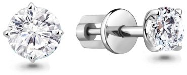 Пусеты AQUAMARINE 46043 вес 1.76 г серебро, фианит купить,12406