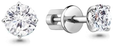 Пусеты AQUAMARINE 46043 вес 1.76 г серебро, фианит купить,12406