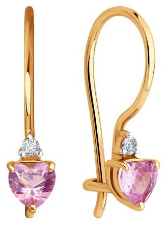 Серьги Diamant 51-120-02845-1_s вес 1.16 г золото, фианит купить,123999