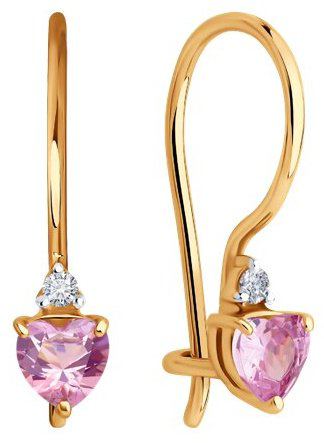 Серьги Diamant 51-120-02845-1_s вес 1.16 г золото, фианит купить,123999