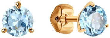 Пусеты Diamant 51-322-01694-7 вес 1.17 г золото, топаз купить,112525