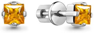 Пусеты AQUAMARINE 4758606 вес 1.44 г серебро, цитрин купить,38988