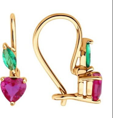 Серьги Diamant 51-120-02847-1 вес 1.03 г золото, корунд, фианит купить,108199