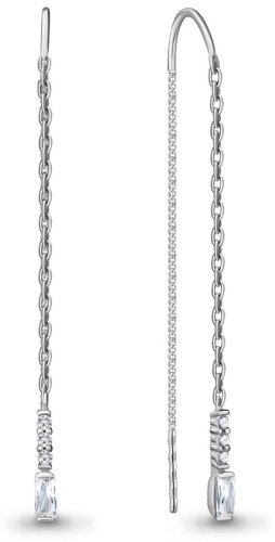 Серьги-цепочки AQUAMARINE 48274А вес 1.8 г серебро, фианит купить,15270