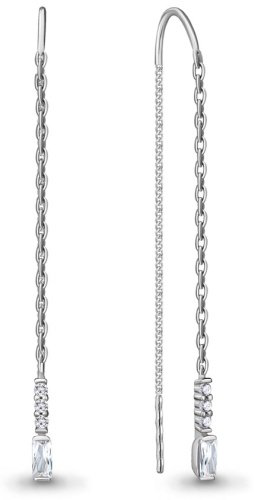 Серьги-цепочки AQUAMARINE 48274А вес 1.8 г серебро, фианит купить,15270