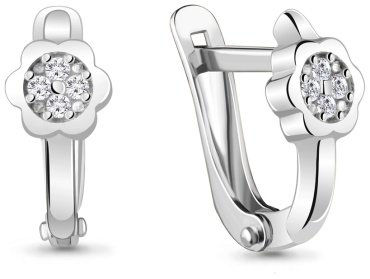 Серьги AQUAMARINE 48869А вес 1.54 г серебро, фианит купить,20315