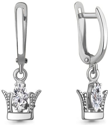 Серьги AQUAMARINE 49350 вес 1.58 г серебро, фианит купить,23598