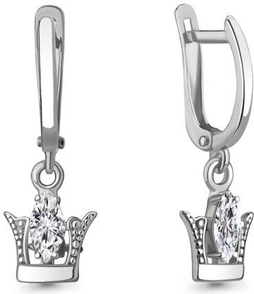 Серьги AQUAMARINE 49350 вес 1.58 г серебро, фианит купить,23598
