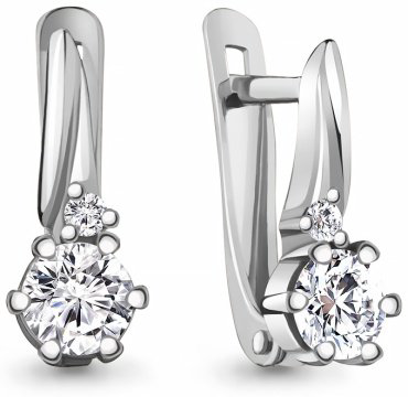 Серьги AQUAMARINE 48787А вес 2 г серебро, фианит купить,17730