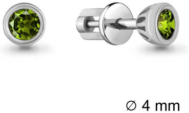 Пусеты AQUAMARINE 4407107 вес 1.36 г серебро, хризолит купить,16345