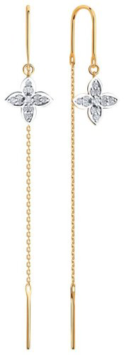 Серьги-цепочки Diamant 51-123-02818-1 вес 1.46 г золото, фианит купить,110999
