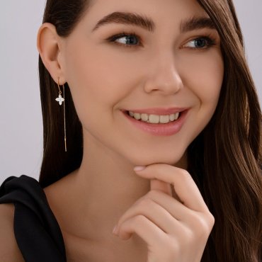 Серьги-цепочки Diamant 51-123-02818-1 вес 1.46 г золото, фианит купить,110999