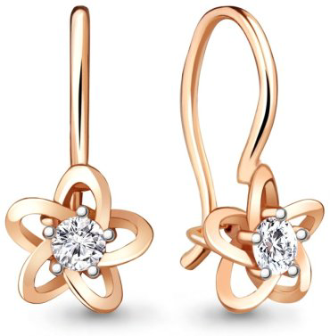 Серьги AQUAMARINE 49203А вес 1.06 г серебро, фианит купить,13999