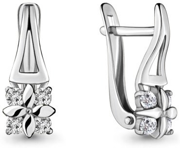 Серьги AQUAMARINE 46672А.5 вес 1.8 г серебро, фианит купить,16483