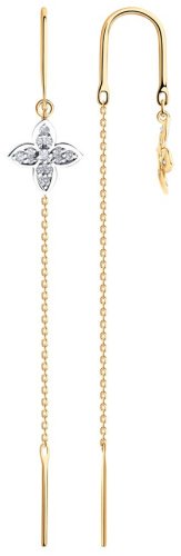 Серьги-цепочки Diamant 51-123-02818-1 вес 1.46 г золото, фианит купить,110999