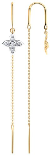 Серьги-цепочки Diamant 51-123-02818-1 вес 1.46 г золото, фианит купить,110999