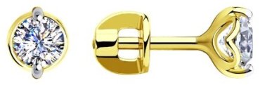 Серьги Diamant 53-122-00692-1 вес 1.35 г золото, фианит купить,110723