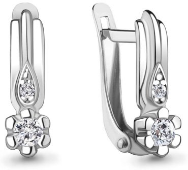 Серьги AQUAMARINE 48936А вес 2.06 г серебро, фианит купить,17868