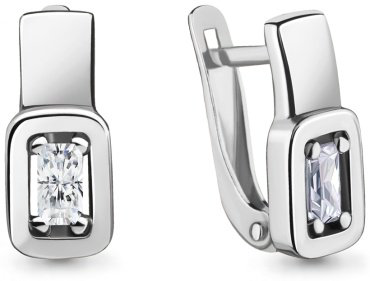 Серьги AQUAMARINE 46706 вес 1.81 г серебро, фианит купить,16621