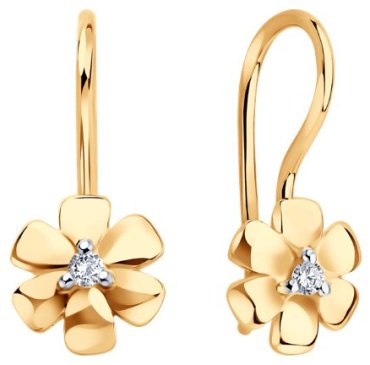 Серьги Diamant 51-120-02863-1_s вес 1.1 г золото, фианит купить,NaN