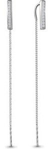 Серьги-цепочки AQUAMARINE 48376А вес 1.6 г серебро, фианит купить,14544