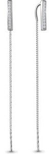 Серьги-цепочки AQUAMARINE 48376А вес 1.6 г серебро, фианит купить,14544