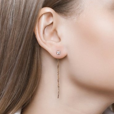 Серьги-цепочки SOKOLOV 026509 вес 1.19 г золото, фианит купить,NaN