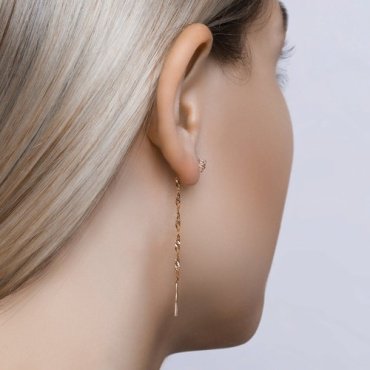 Серьги-цепочки SOKOLOV 026509 вес 1.19 г золото, фианит купить,NaN