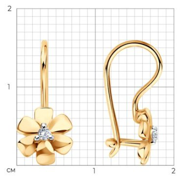 Серьги Diamant 51-120-02863-1_s вес 1.1 г золото, фианит купить,NaN
