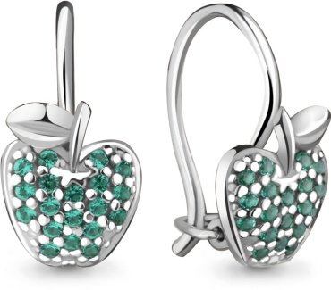 Серьги AQUAMARINE 42569Г.5_skazka вес 1.26 г серебро, наноизумруд купить,9004