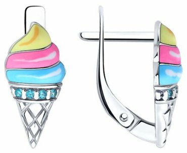 Серьги Diamant 94-120-02224-1 вес 1.9 г серебро, эмаль, фианит купить,NaN