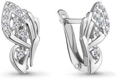 Серьги AQUAMARINE 46886А вес 1.66 г серебро, фианит купить,16621