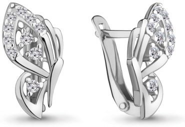 Серьги AQUAMARINE 46886А вес 1.66 г серебро, фианит купить,16621