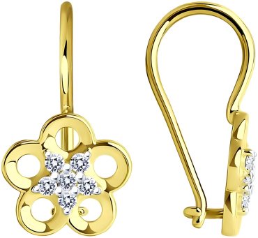 Серьги Diamant 53-120-01536-1 вес 1.25 г золото, фианит купить,125049