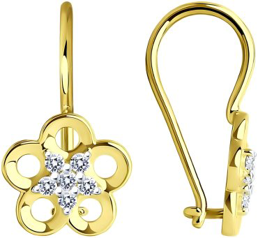Серьги Diamant 53-120-01536-1 вес 1.25 г золото, фианит купить,125049