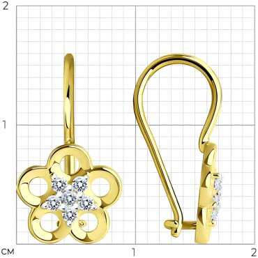 Серьги Diamant 53-120-01536-1 вес 1.25 г золото, фианит купить,125049