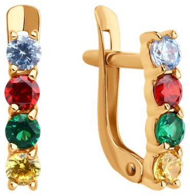 Серьги Diamant 51-120-02782-1_s вес 1.45 г золото, фианит купить,147480