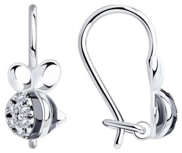 Серьги Diamant 94-120-00987-1 вес 1.29 г серебро, фианит купить,10157