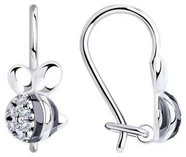 Серьги Diamant 94-120-00987-1 вес 1.29 г серебро, фианит купить,10157