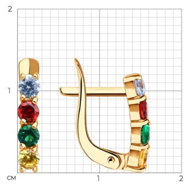 Серьги Diamant 51-120-02782-1_s вес 1.45 г золото, фианит купить,147480