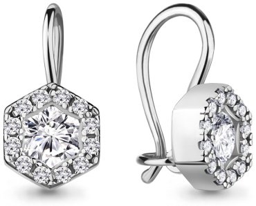 Серьги AQUAMARINE 48775А вес 1.32 г серебро, фианит купить,14366