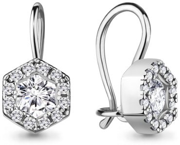 Серьги AQUAMARINE 48775А вес 1.32 г серебро, фианит купить,14366