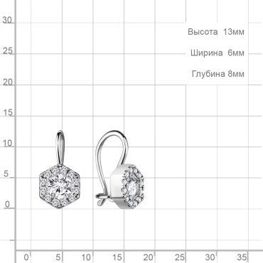 Серьги AQUAMARINE 48775А вес 1.32 г серебро, фианит купить,14366