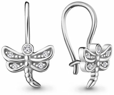 Серьги AQUAMARINE 45043А вес 1.4 г серебро, фианит купить,9868