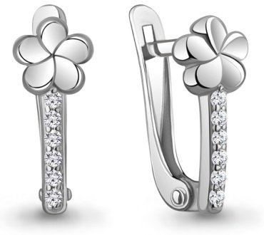 Серьги AQUAMARINE 400269А_a вес 1.8 г серебро, фианит купить,25855