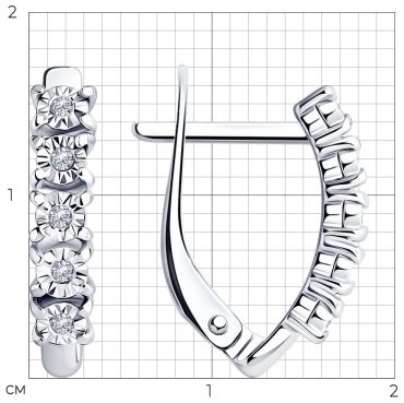 Серьги SOKOLOV 87020069 вес 2.08 г серебро, бриллиант купить,NaN