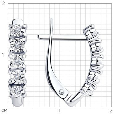 Серьги SOKOLOV 87020069 вес 2.08 г серебро, бриллиант купить,NaN