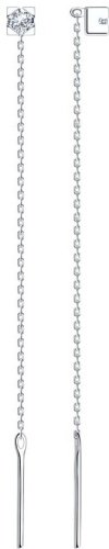 Серьги-цепочки Diamant 94-120-01035-1_0,86 вес 0.86 г серебро, фианит купить,NaN